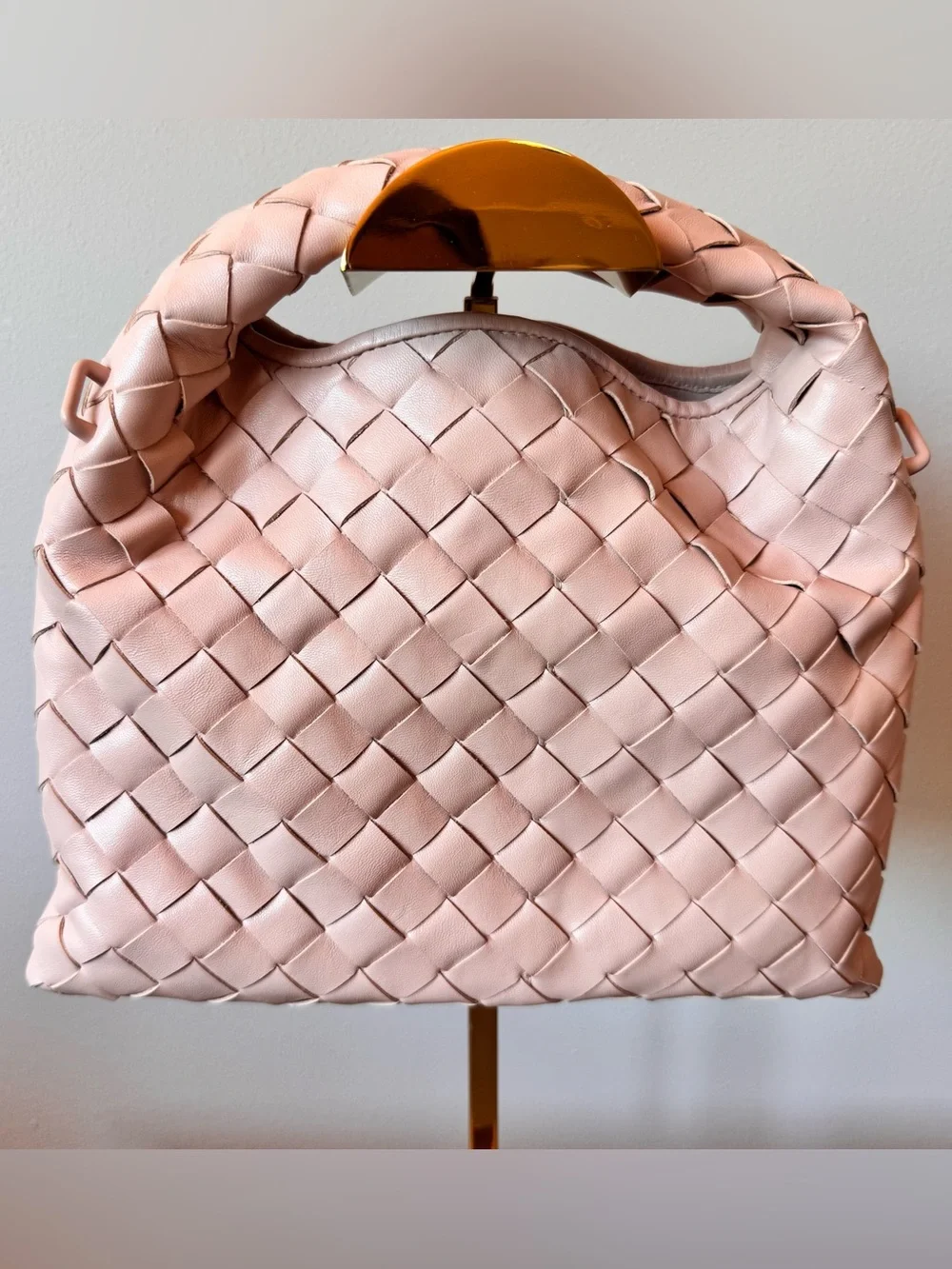 Bottega Veneta Mini Hop Intrecciato Leather Shoulder Bag Pink Crossbody NWT